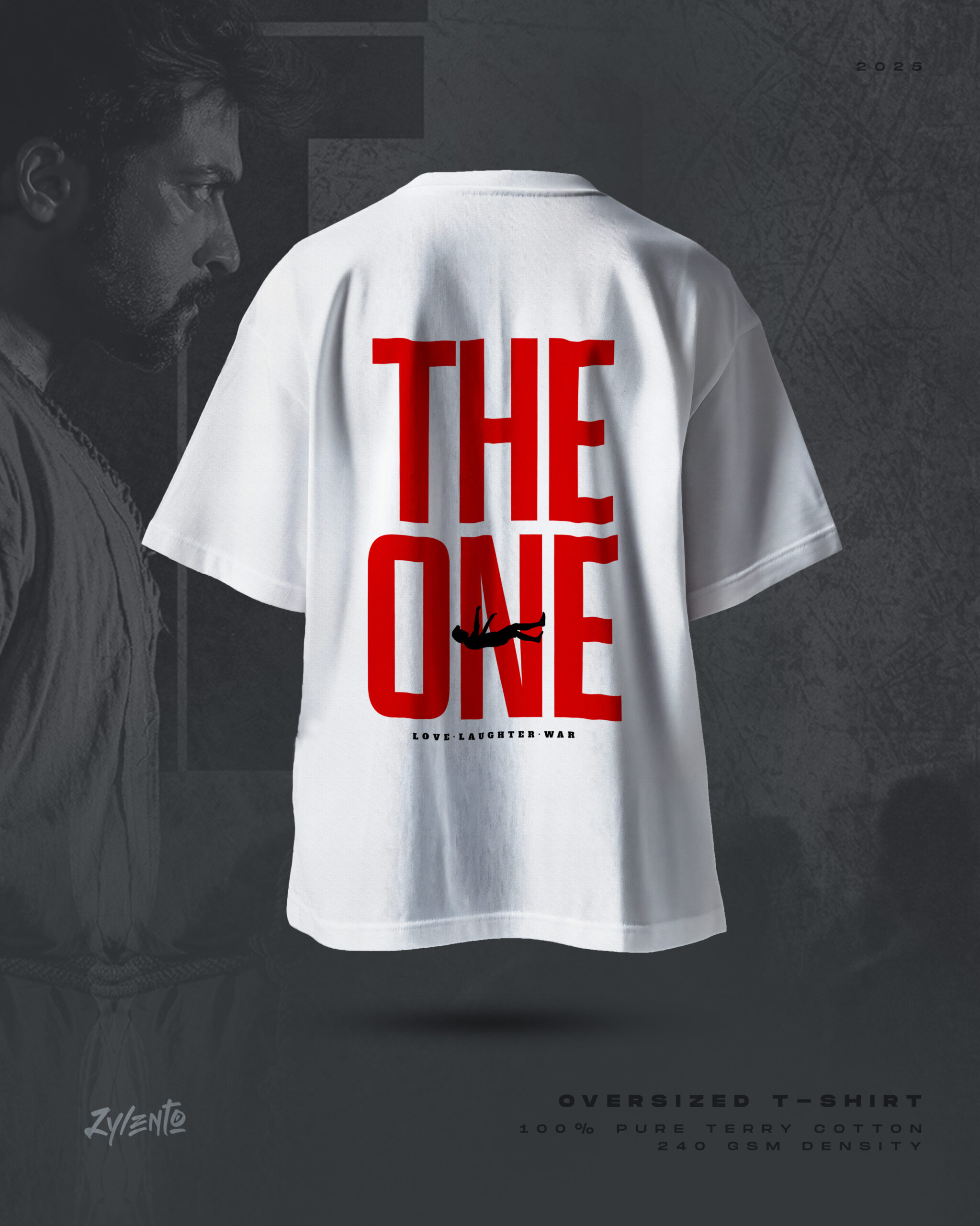 Retro White T-shirt (Oversized) - The One (Red) - Surya Movie