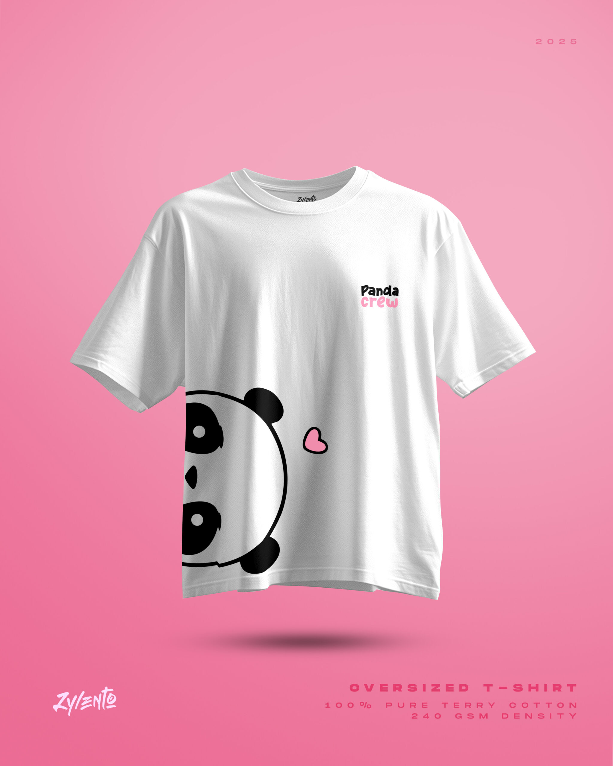 Panda Crew Oversized White T-shirt